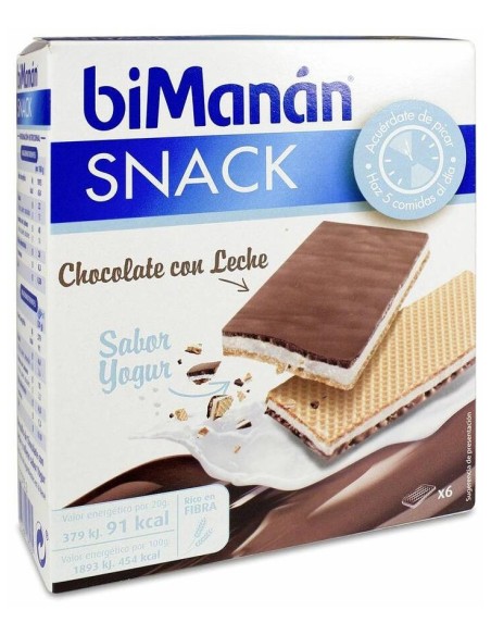 Bimanán Snack Chocolate Con Leche Sabor Yogur, 6 Uds