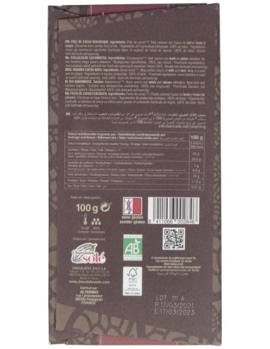 Chocolate Negro 100% 100Gr. Eco Sg