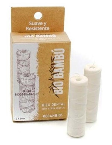 Biobambú Recambios Hilo Dental De Seda Natural 2X30M