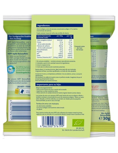 Tortitas De Arroz Con Manzana 8 Mese 30Gr. Bio Sg