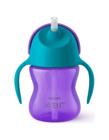 Vaso Pajita Y Asas Morado 210Ml +6Meses Scf796/02