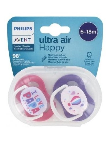 Philips Avent Chupete Ultra Air I Love Papa 6-18M 2Uds