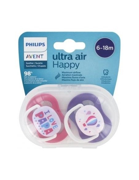 Philips Avent Chupete Ultra Air I Love Papa 6-18M 2Uds