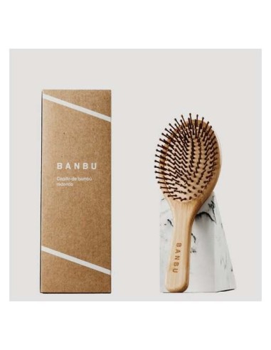 Banbu Cepillo De Bambu Y Caucho Natural Redondo.
