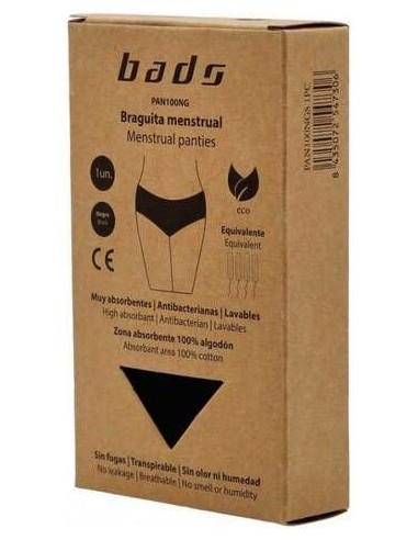 Braguita Menstrual Negra Con Costura Talla 2Xl.