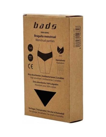 Braguita Menstrual Negra Con Costura Talla 2Xl.