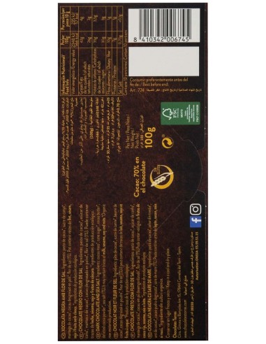 Chocolate Negro 70% Con Flor De Sal 100G Bio Sg