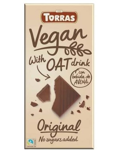 Torras Chocolate Vegano Con Bebida Avena Sin Azúcar 100G