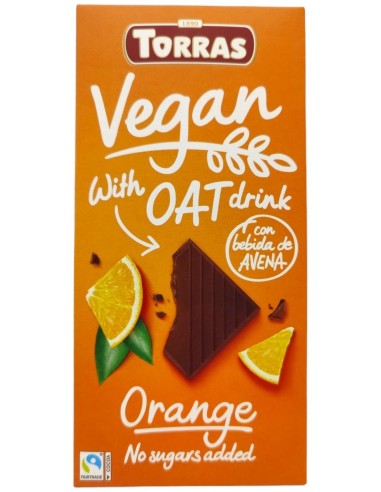 Torras Chocolate Con Bebida De Avena Y Naranja Vegan 100G