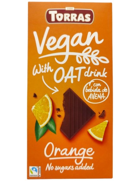 Torras Chocolate Con Bebida De Avena Y Naranja Vegan 100G
