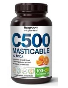 Vermont Supplements C500 Naranja No Acida Masticable 100 + 20Caps