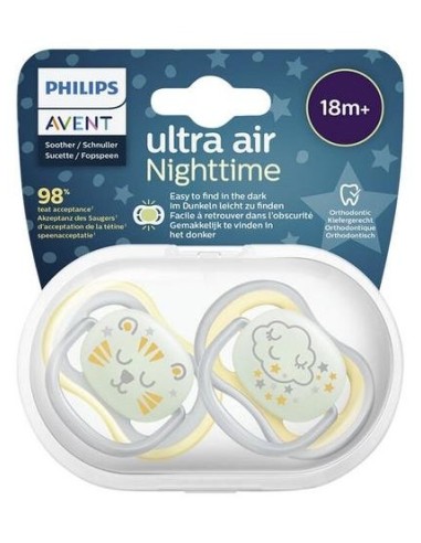 Philips Avent Chupete Nocturno +18Meses Neutro 2Uds