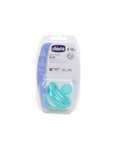 Chicco Physio Soft Chupete Silicona Anatómico 6-12M Azúl