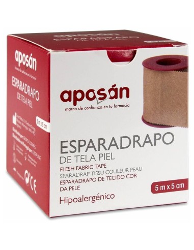 Aposán Esparadrapo De Tela Piel 5 M X 5 Cm, 1 Ud
