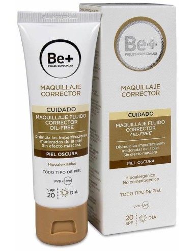 Be+ Maquillaje Fluido Corrector Oil-Free Spf 20 Piel Oscura, 40 Ml