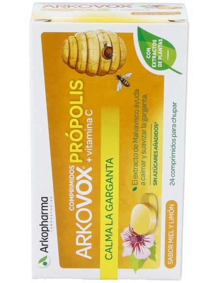 Arkovox Propolis +Vit C Sabor Miel Y Limon 24Comp.