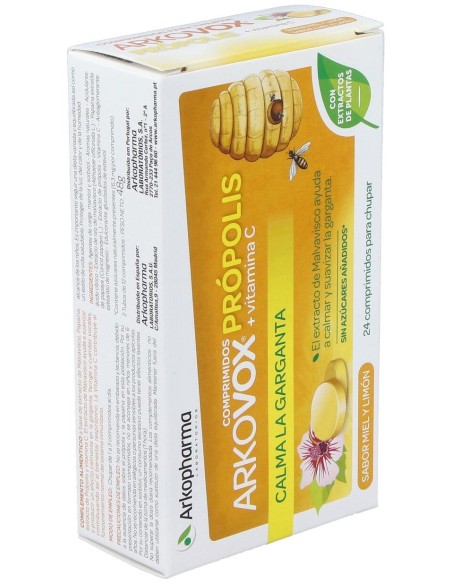 Arkovox Propolis +Vit C Sabor Miel Y Limon 24Comp.