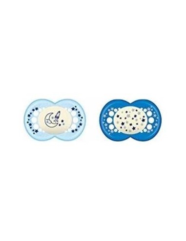 Chupete Silicona Mam Original Night + 16 M Pack Doble Azul