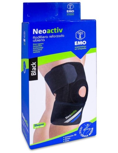 Emo Neoactiv Rodillera Reforzada Abierta Negra, 1 Ud