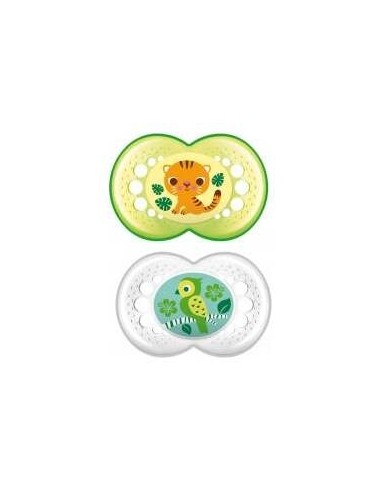Mam Baby Chupete Silicona Original + 6 M Pack Doble Verde