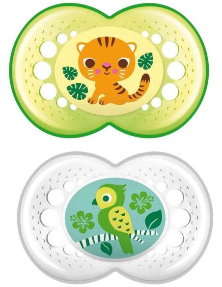 Mam Baby Chupete Silicona Original + 6 M Pack Doble Verde