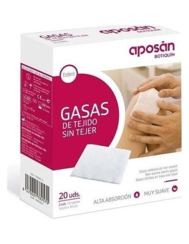 Aposan Gasa Estéril Tejido Sin Tejer 10Cmx10Cm 20 Gasas (2Ud/Sobre)