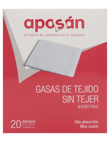 Aposan Gasa Estéril Tejido Sin Tejer 10Cmx10Cm 20 Gasas (2Ud/Sobre)