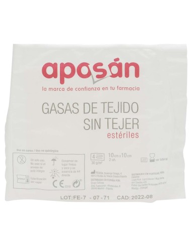 Aposan Gasa Estéril Tejido Sin Tejer 10Cmx10Cm 20 Gasas (2Ud/Sobre)