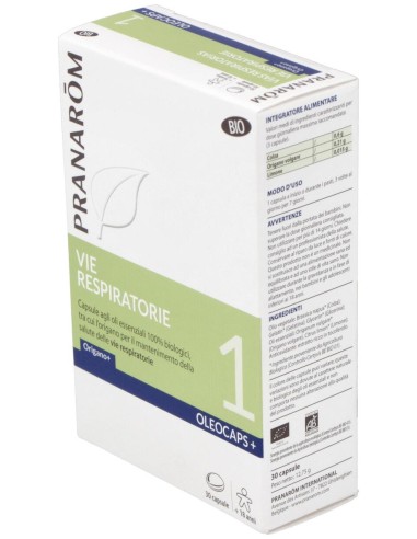 Pranarom Oleocaps+ 1 Vías Respiratorias Bio, 30 Cápsulas
