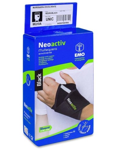 Emo Neoactiv Muñequera Envolvente Negra, 1 Ud