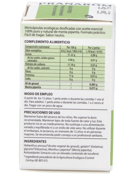 Menta Piperita Aceite Esencial En Perlas 60Perlas