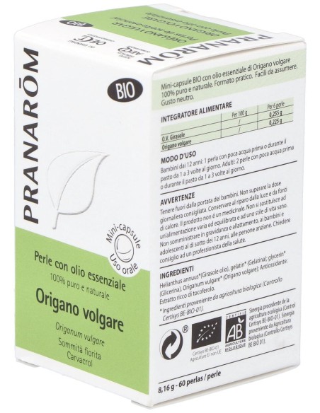 Oregano Vulgar Ac. Esencial En Perlas 60Perlas Bio