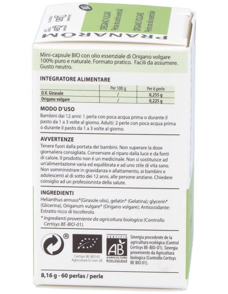 Oregano Vulgar Ac. Esencial En Perlas 60Perlas Bio
