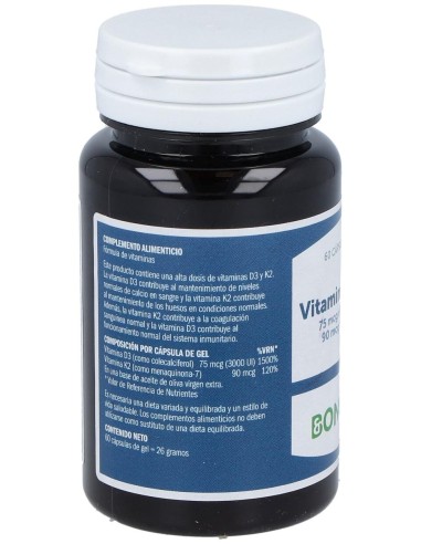 Vitamina D3 Y K2 60Perlas