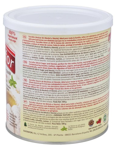 Sucrafor (Azucar De Abedul Y Stevia) 500Gr