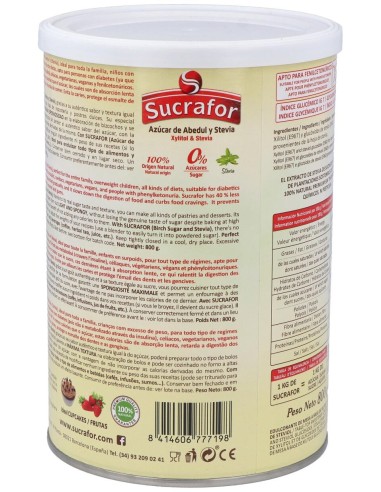Sucrafor (Azucar De Abedul Y Stevia) 800Gr