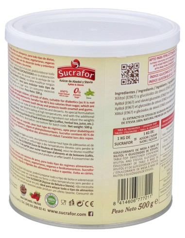 Sucrafor (Azucar De Abedul Y Stevia) 500Gr