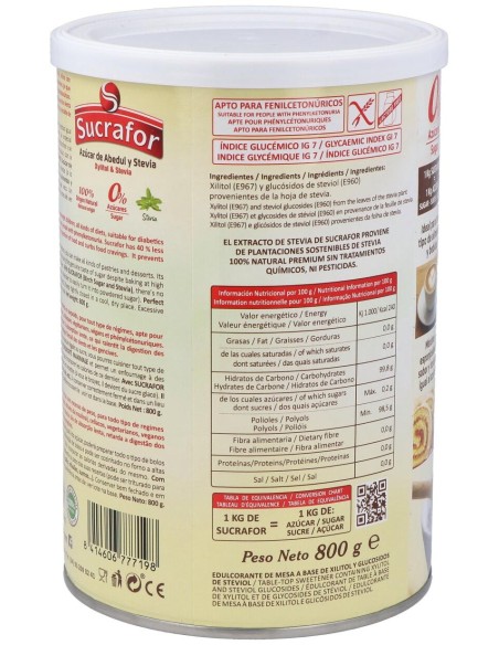 Sucrafor (Azucar De Abedul Y Stevia) 800Gr