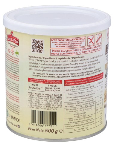 Sucrafor (Azucar De Abedul Y Stevia) 500Gr