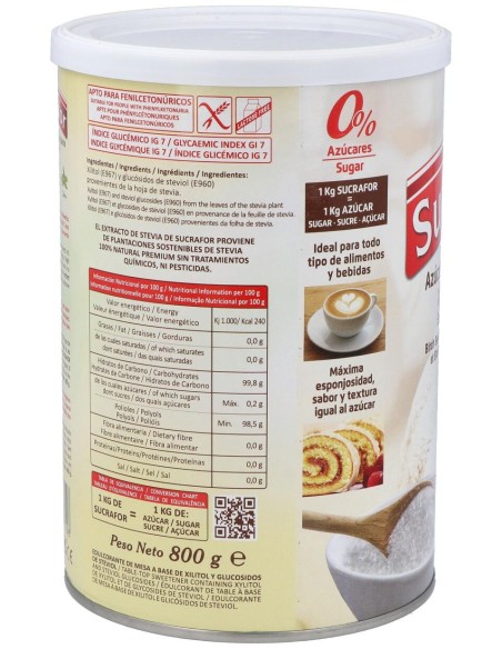 Sucrafor (Azucar De Abedul Y Stevia) 800Gr