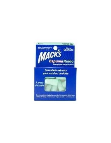 Tapon Oido Macks Espuma Ruido 10 Unidades