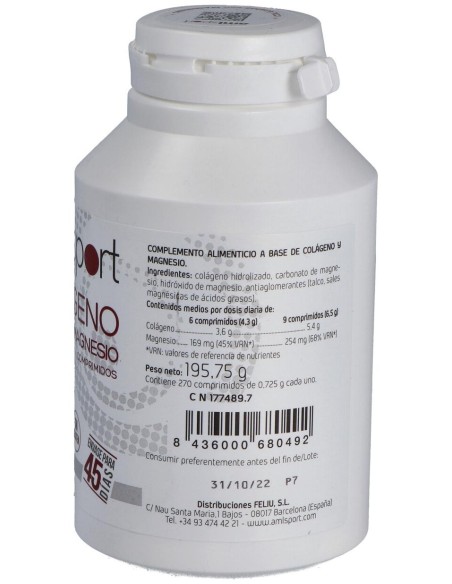 Colageno Con Magnesio 270Comp. Amlsport
