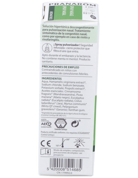 Pranarom Aromaforce Spray Nasal Bio Descongestionante, 15 Ml