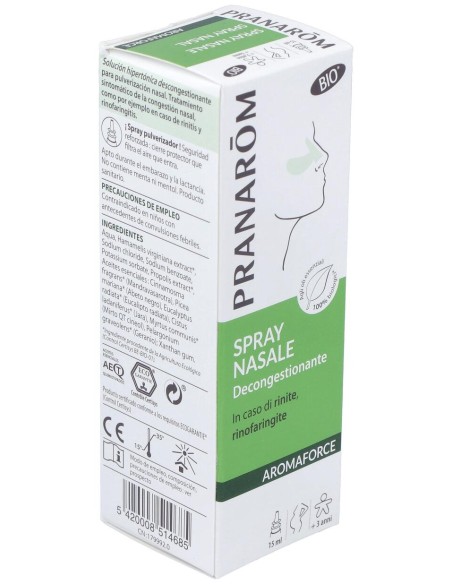 Pranarom Aromaforce Spray Nasal Bio Descongestionante, 15 Ml