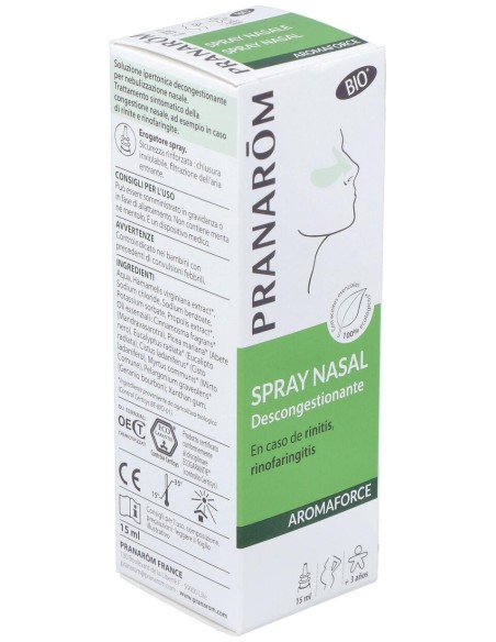 Pranarom Aromaforce Spray Nasal Bio Descongestionante, 15 Ml