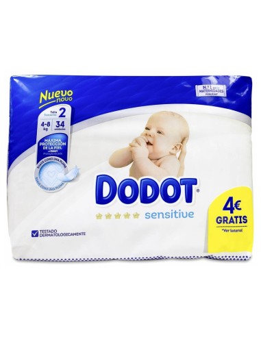 Dodot Sensitive Pañal Talla 2 4-8 Kg, 34 Uds