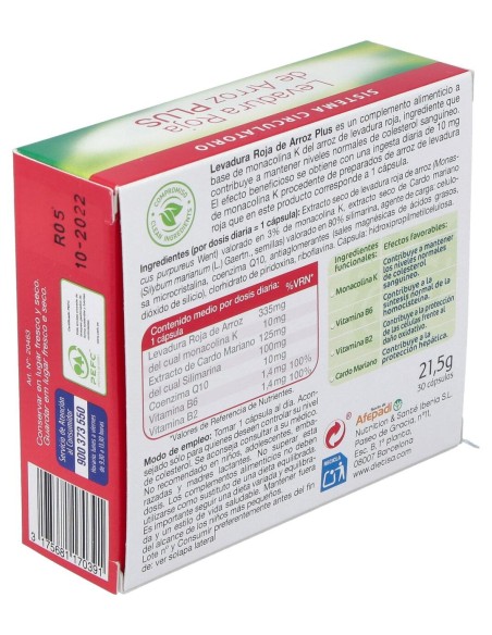 Levadura Roja De Arroz Plus 3% 30Cap.