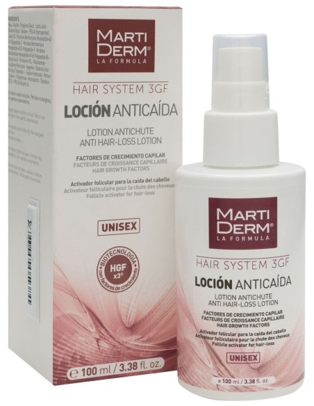 Martiderm Hair System 3Gf Loción Anticaída Unisex, 100 Ml