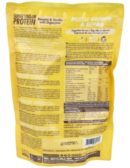 Super Vegan Protein Fitness Platano-Vainilla 350Gr