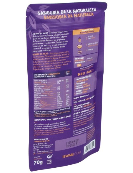 Açai Liofilizado Superalimento 70Gr. Bio